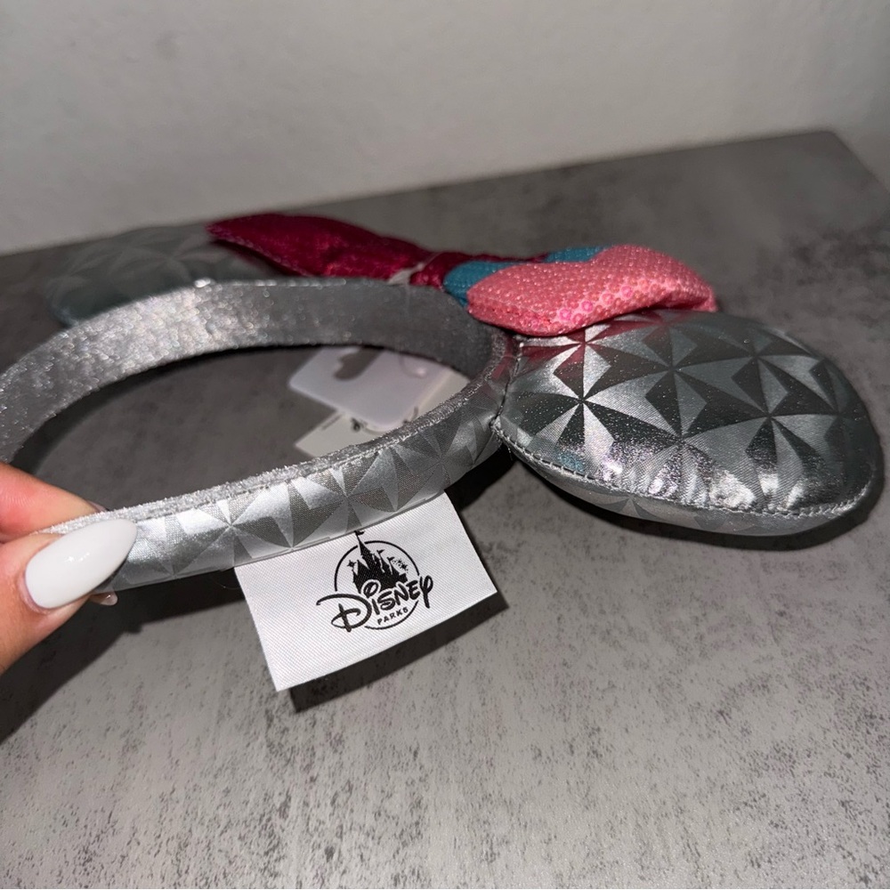 Disney Parks Epcot Spaceship Earth Bubble Gum Wall Minnie Mouse Ears Headband - Picture 3 of 4